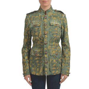Just Cavalli Camo Coated Safari Jacket Size 40 US 4 S Womens Green $920